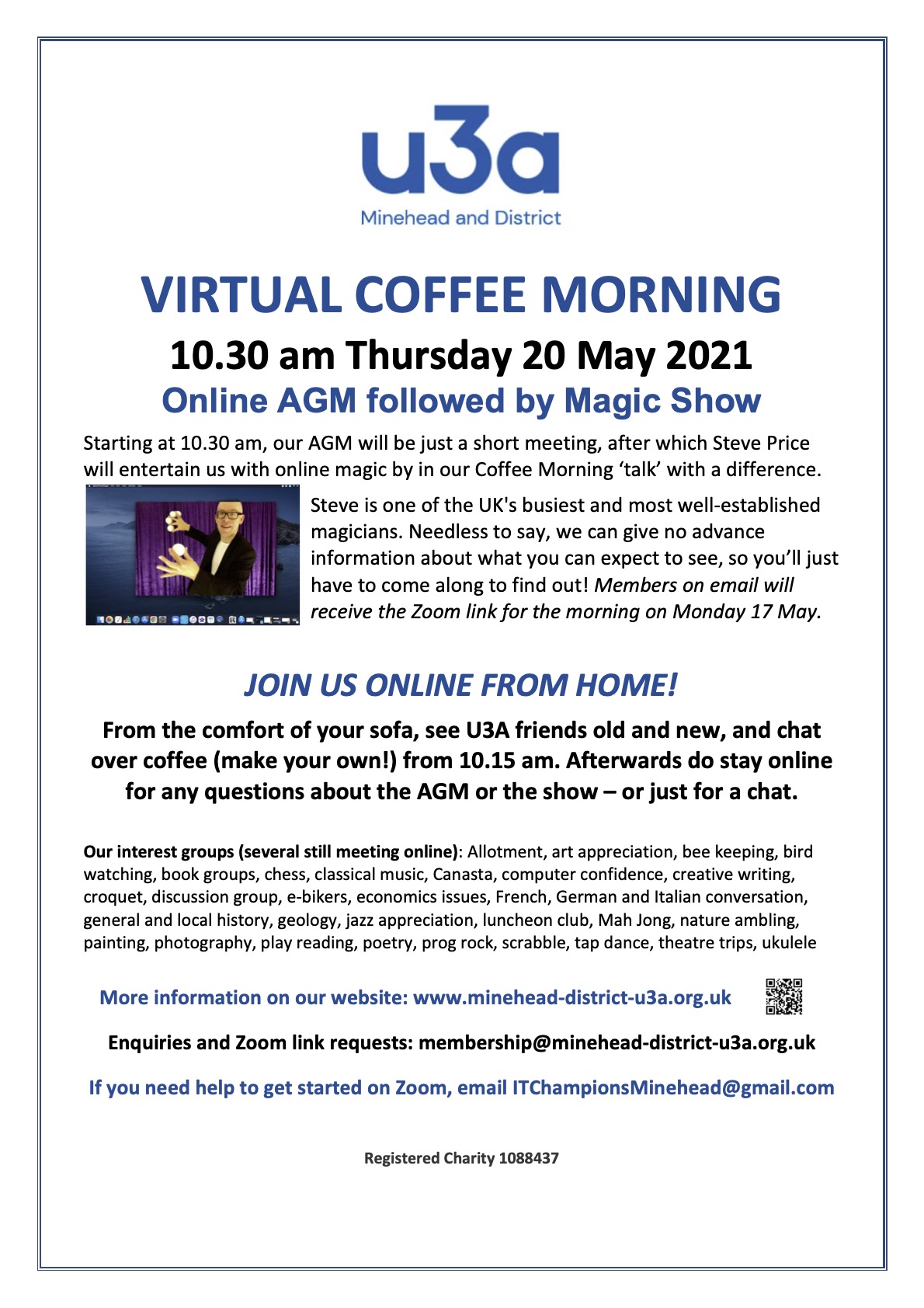 U3A Coffee Morning Poster May 2021
