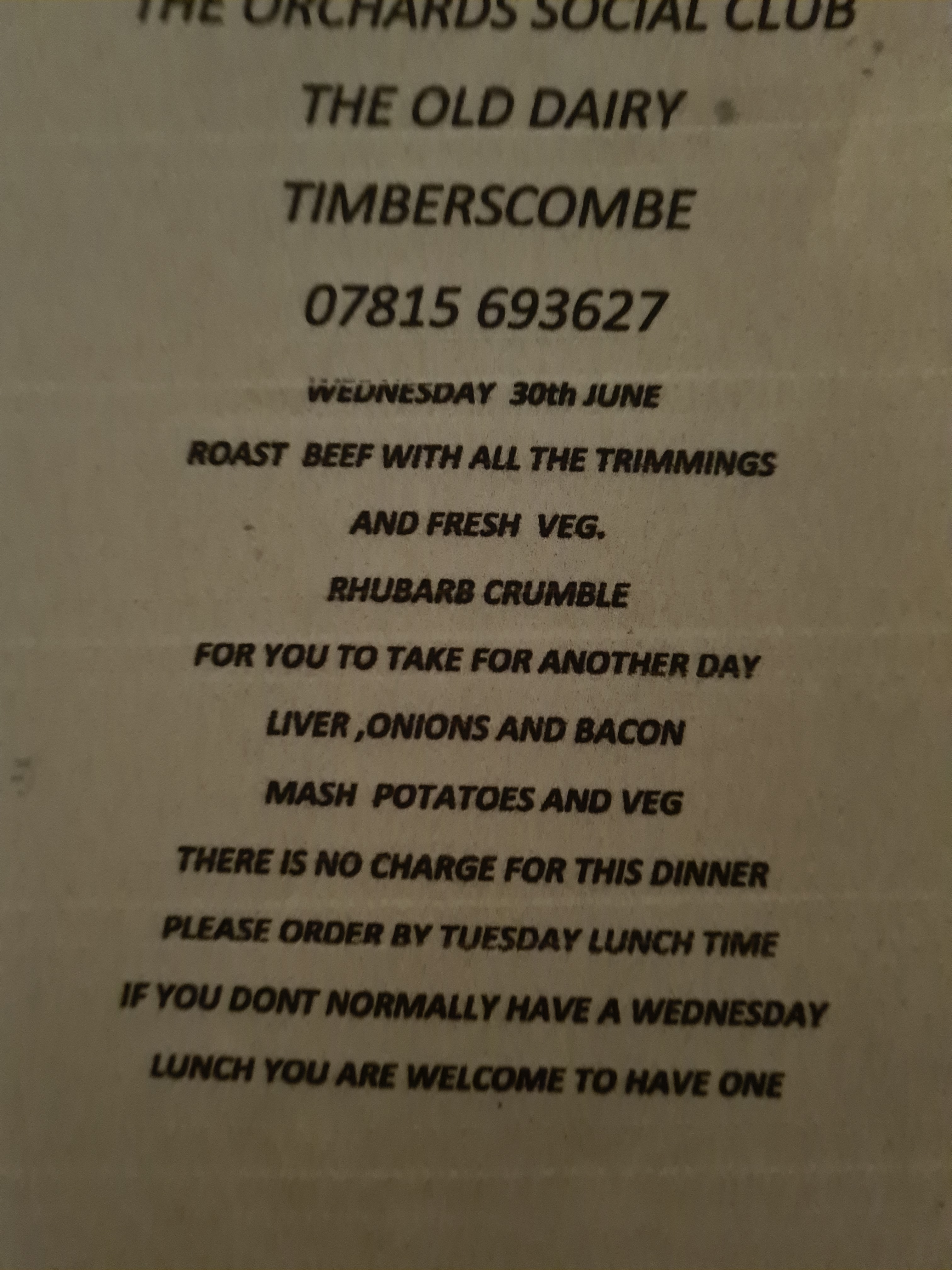 Roast Meal 30th June
