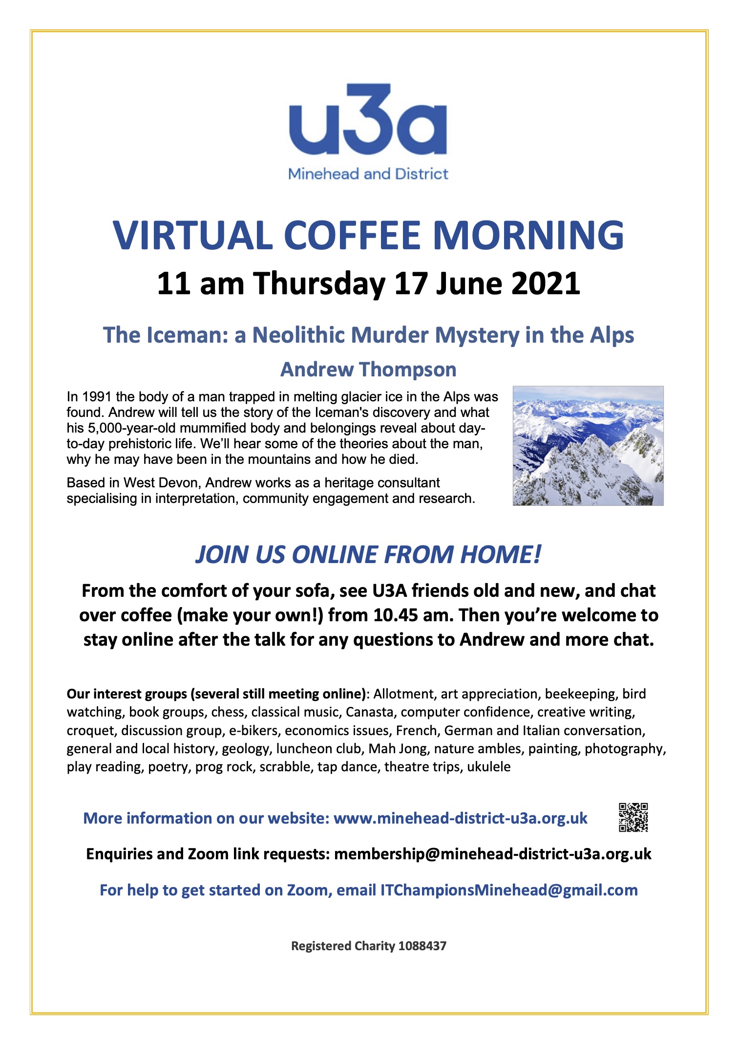 U3A Coffee Morning Poster June 2021