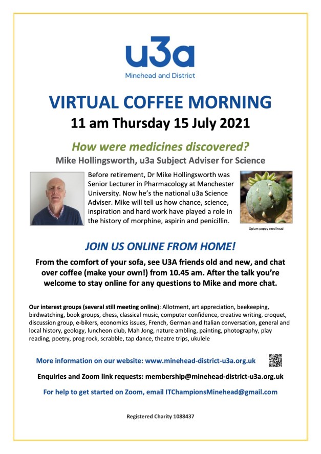 u3a Coffee Morning Poster July 2021