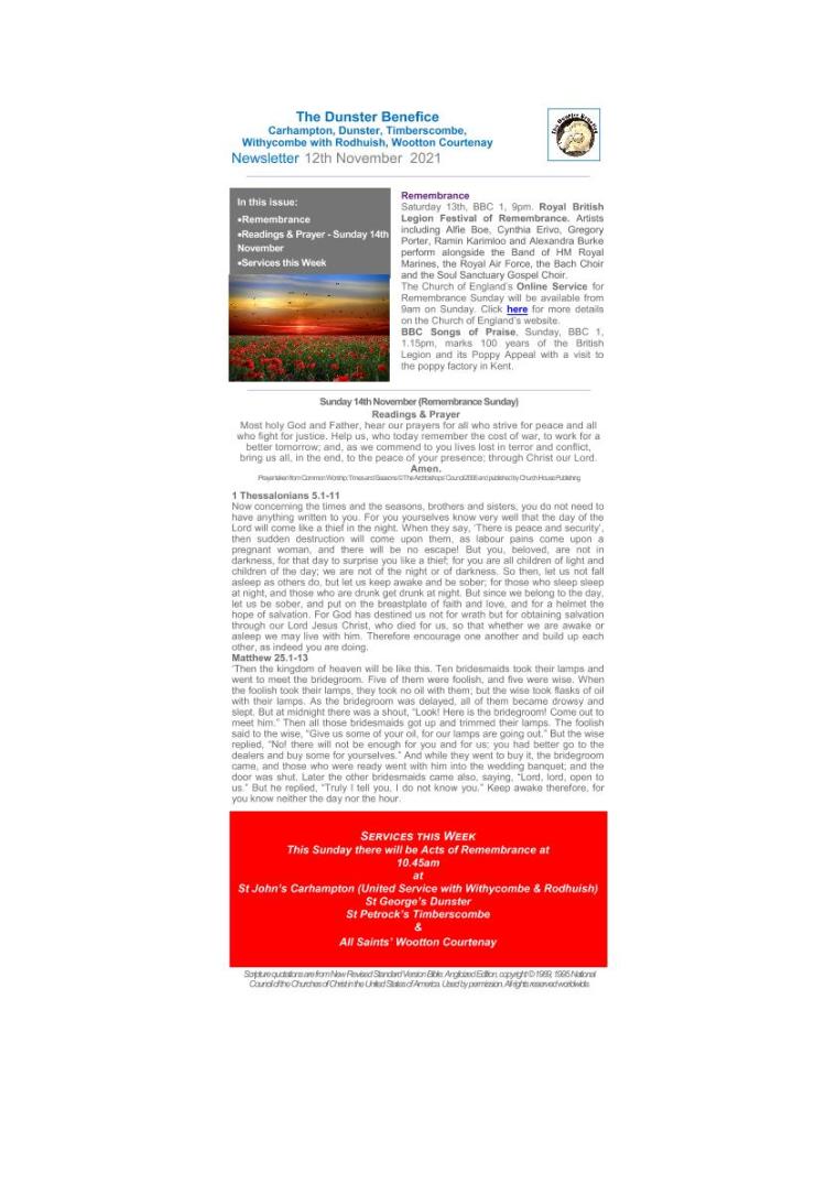 Benefice Newsletter 12.11.21