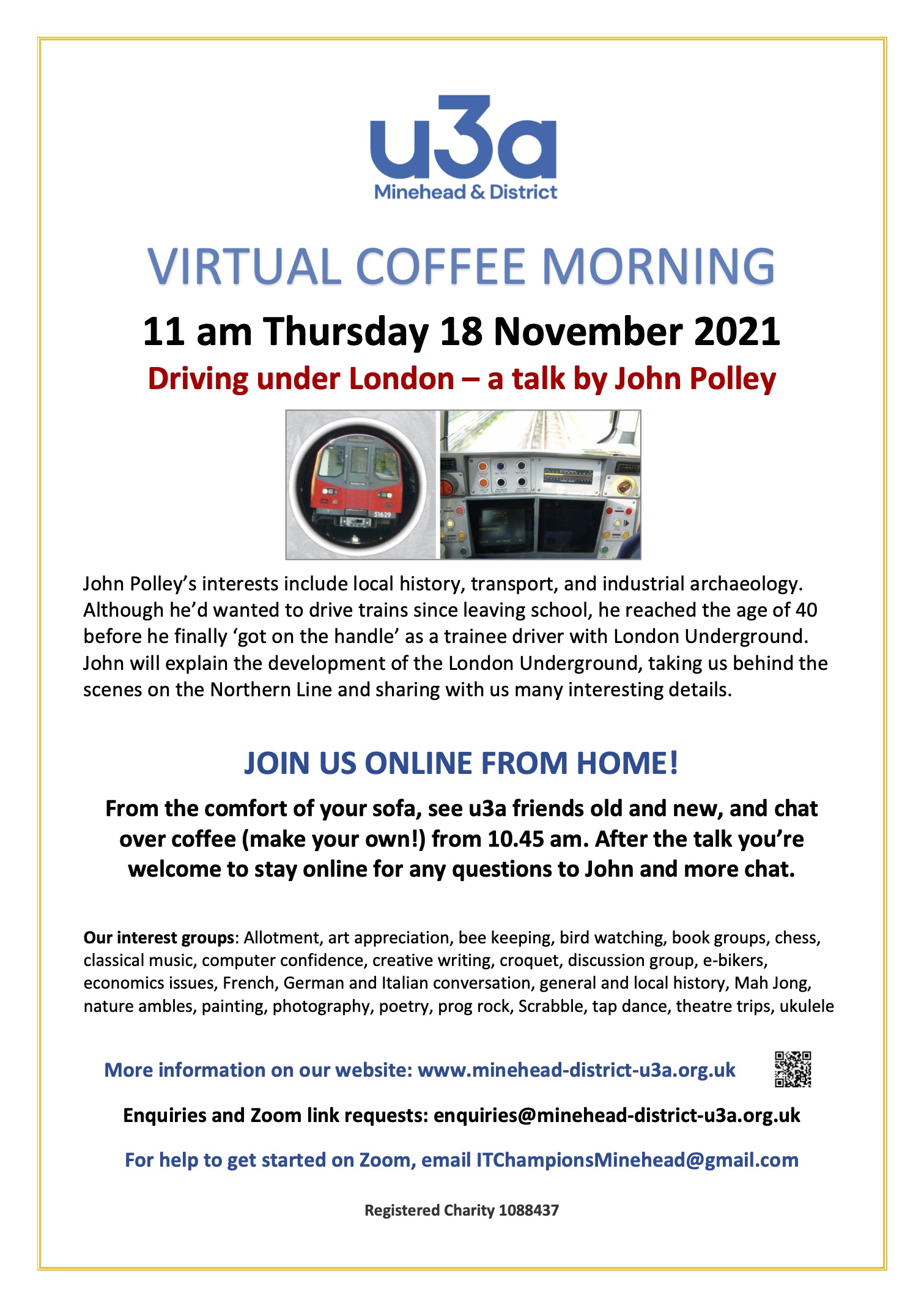u3a Coffee Morning Poster November 2021