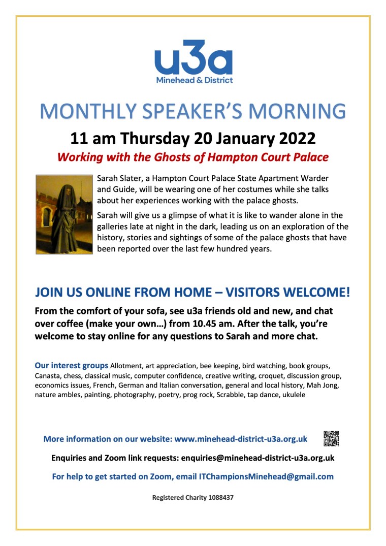 u3a Speaker's Morning Poster January 2022