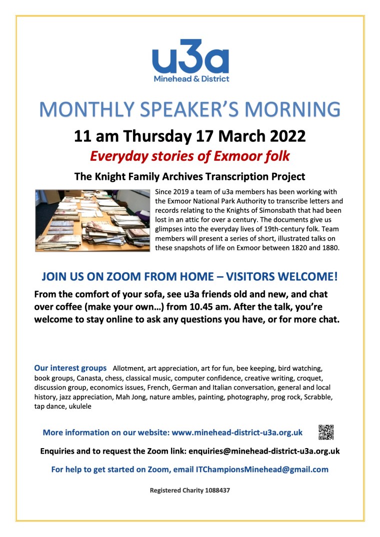 u3a Speaker's Morning Poster March 2022